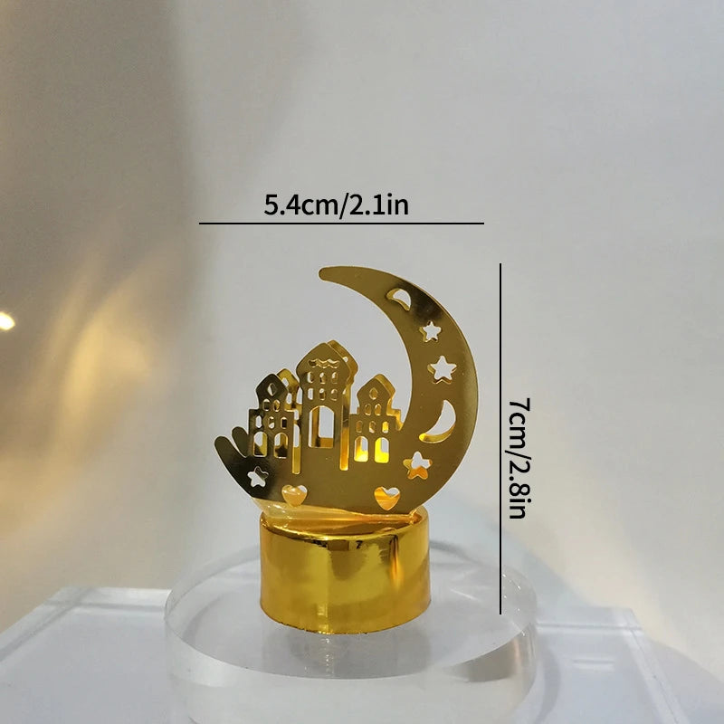Ramadan Moon & Star LED Castle Lantern – Eid Mubarak Tabletop Decor (18 Styles)