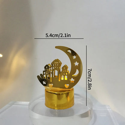 Ramadan Moon & Star LED Castle Lantern – Eid Mubarak Tabletop Decor (18 Styles)