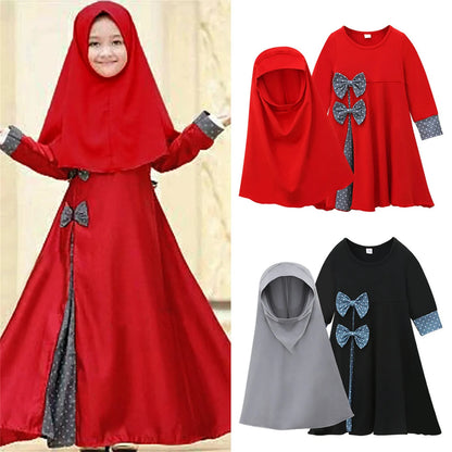 Girls Muslim Abaya with Hijab Set – Full Length Maxi Robe for Eid & Ramadan | 12M–14Y