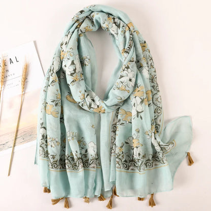 Printed Cotton Tassel Scarf – Large 180x90cm Hijab, Shawl & Beach Wrap (43 Colors)