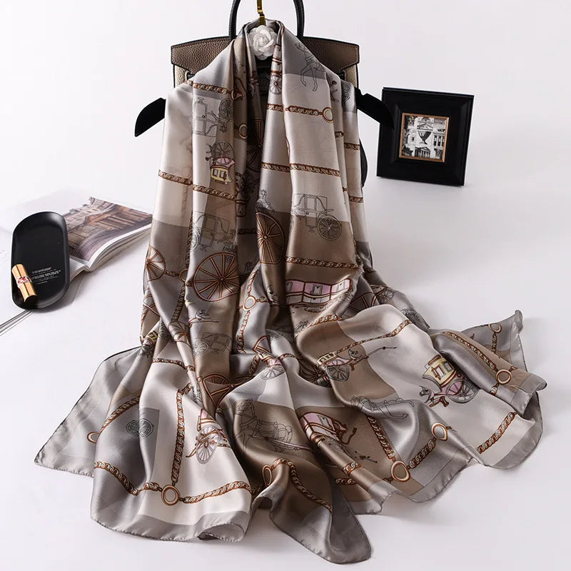 Printed Polyester Hijab Scarf & Shawl - 180x90cm Women's Wrap