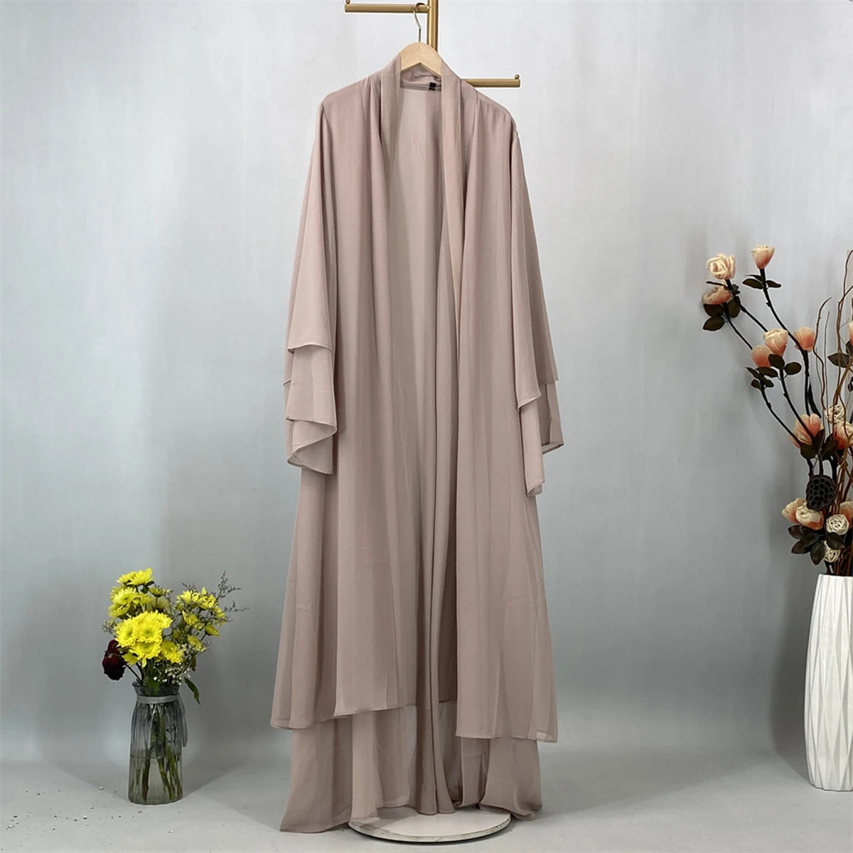 Women's Chiffon Open Abaya – Lightweight Modest Robe with Sash