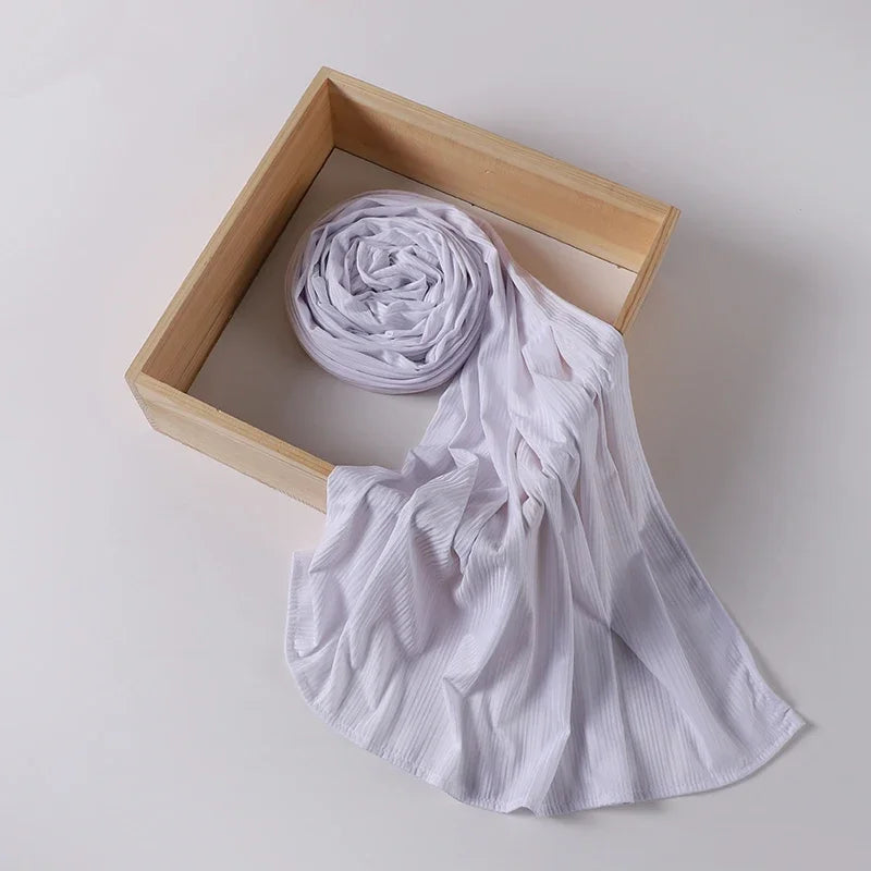 Ribbed Jersey Hijab - Soft Plain Scarf 70x175cm