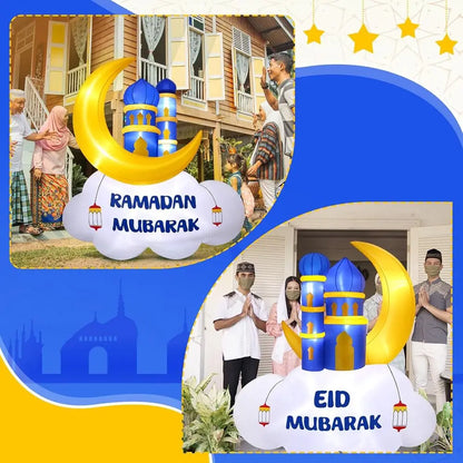 Giant LED Inflatable Ramadan & Eid Mosque Decoration – 5.9ft Outdoor Yard Inflatable with Lights | Ramadan Mubarak