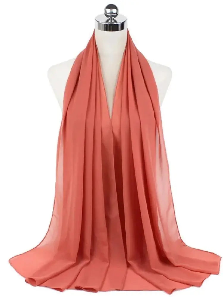 Solid Chiffon Hijab Scarf & Shawl for Women | Ready-to-Wear Muslim Headscarf | 65 Colors