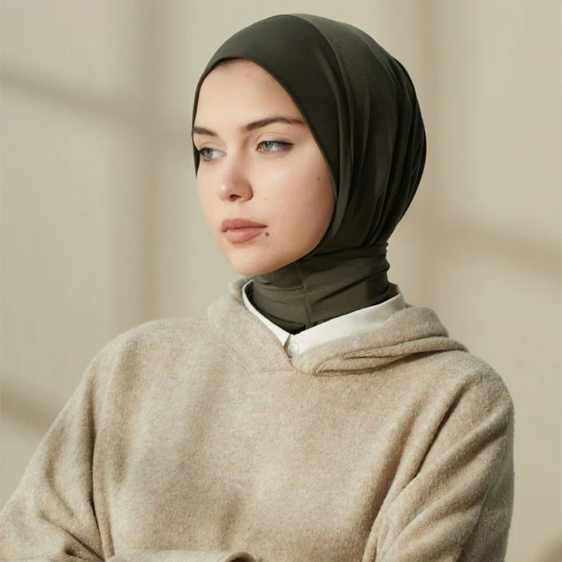 Modal Cotton Hijab Underscarf - Solid Color Turban Cap