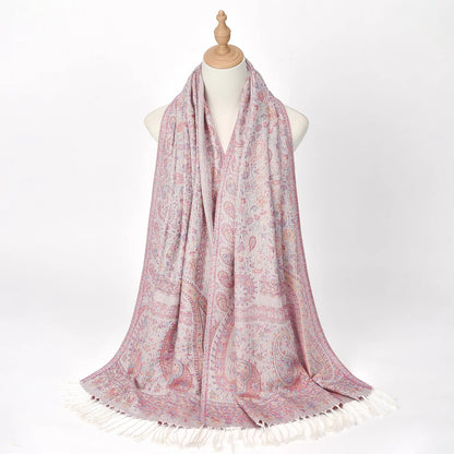 Women's Jacquard Tassel Hijab Scarf – Floral Pashmina Shawl