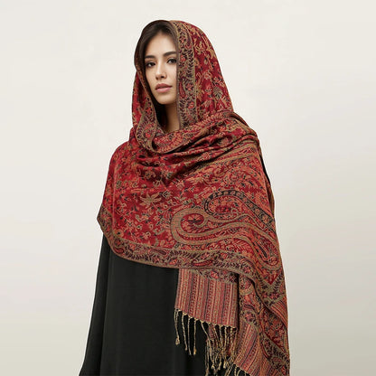 Women's Embroidered Pashmina Hijab Scarf – Soft Cashmere-Feel Shawl
