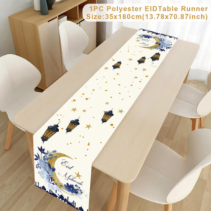 Ramadan Table Runner - Eid Mubarak Cloth Decoration 180x35cm