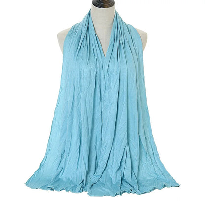 Jersey Hijab Scarf - 170x60cm Solid Color Stretch Polyester Shawl