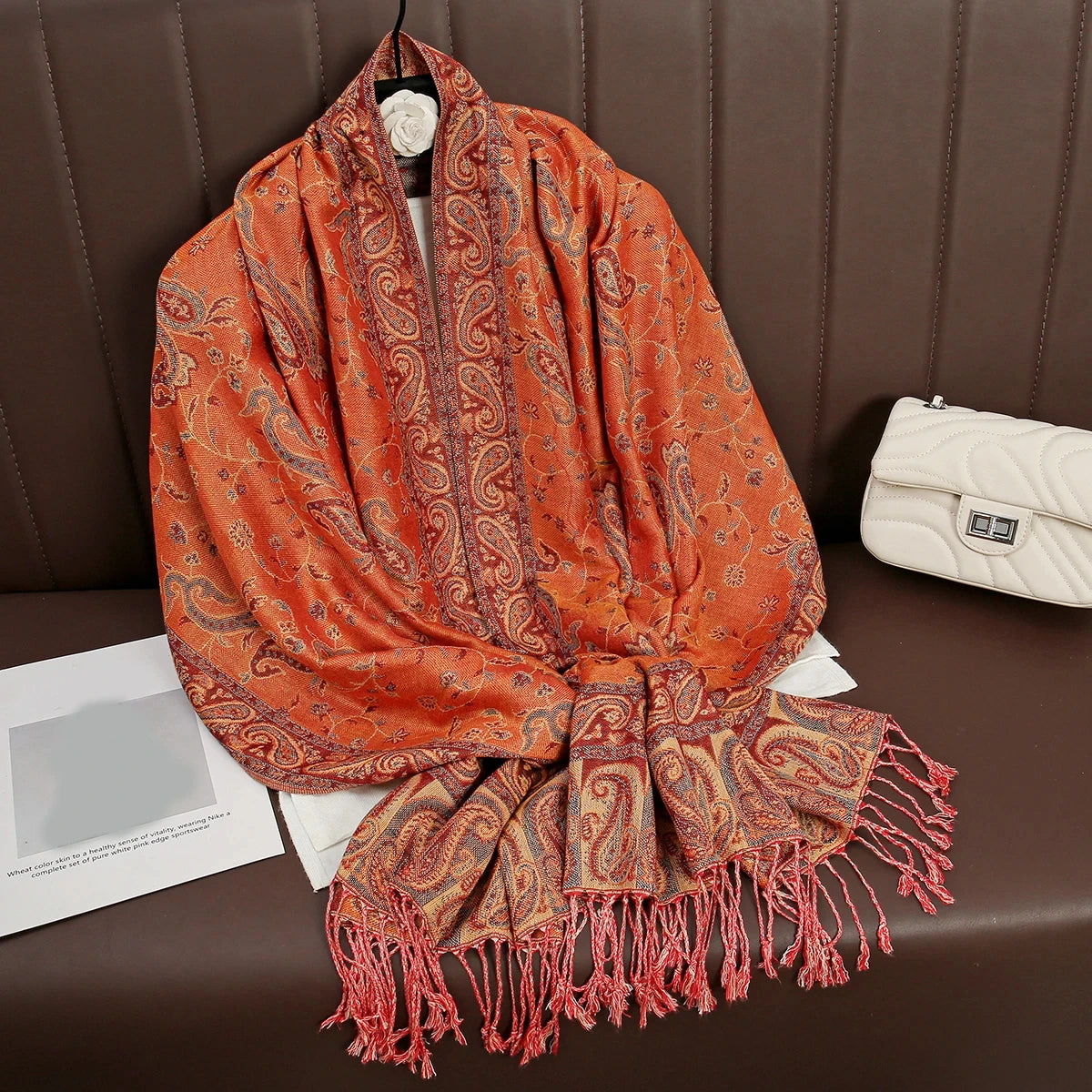 Women's Embroidered Pashmina Hijab Scarf – Soft Cashmere-Feel Shawl