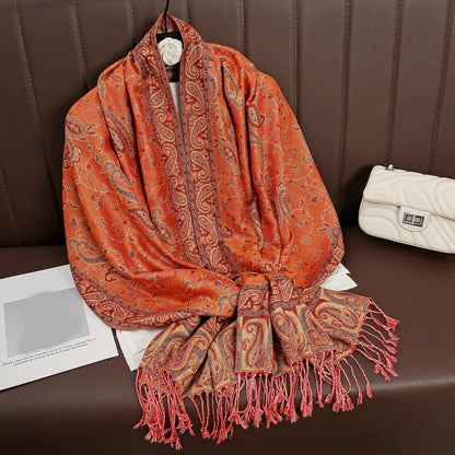 Women's Embroidered Pashmina Hijab Scarf – Soft Cashmere-Feel Shawl