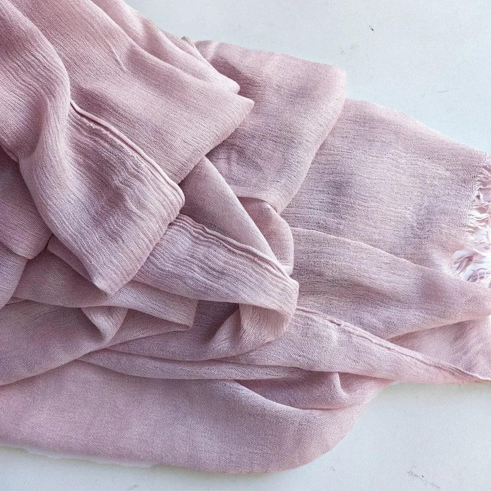 Soft Cotton-Viscose Tassel Hijab – 200x90cm Plain Headscarf (60 Colors)