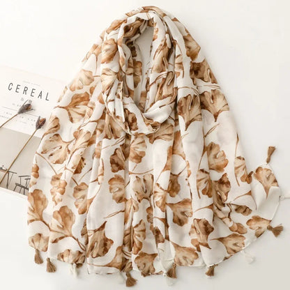 Printed Tassel Hijab Scarf & Shawl for Women | 88×180cm Bohemian Wrap | 60 Designs