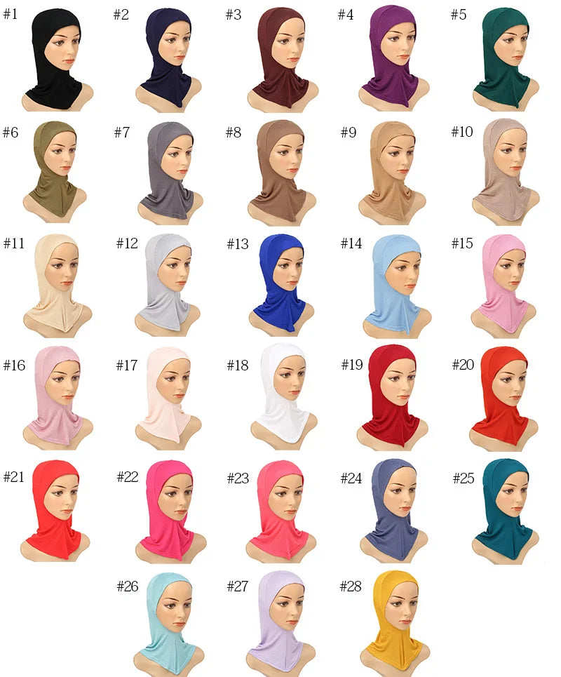 Women's Full-Cover Ninja Underscarf Bonnet – High-Stretch Cotton Jersey, 28 Colors