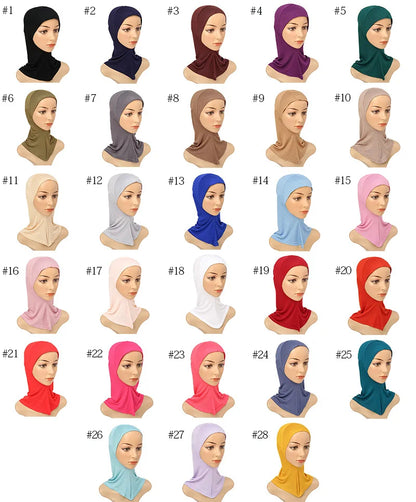 Women's Full-Cover Ninja Underscarf Bonnet – High-Stretch Cotton Jersey, 28 Colors