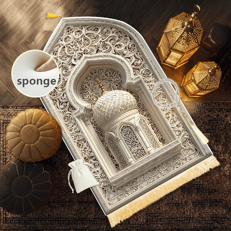 Soft & Warm Muslim Prayer Mat – Non-Slip Flannel Rug for Home Worship | 70×110cm