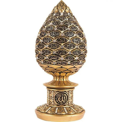 Gold Egg Sculpture with 99 Names of Allah – Rhinestone Islamic Home Decor (2 Sizes)
