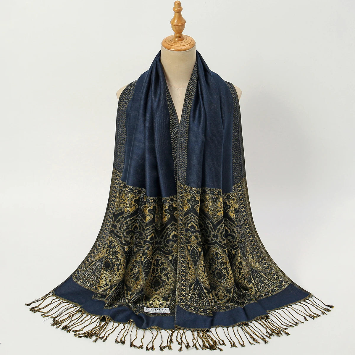 Women's Jacquard Tassel Hijab Scarf – Floral Pashmina Shawl