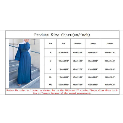 Women's Satin Abaya with Belt – Long Sleeve Maxi Dress, S–XXL