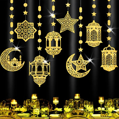 Ramadan Mubarak Garland Decoration Set - Stars, Moon & Hanging Banners