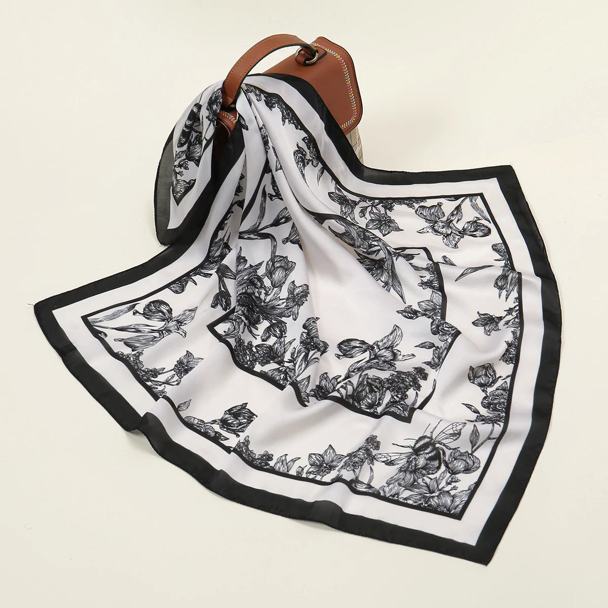 Printed Satin-Feel Square Scarf – Silk-Look Hijab, Turban & Head Wrap for Women | Multiple Sizes & Prints