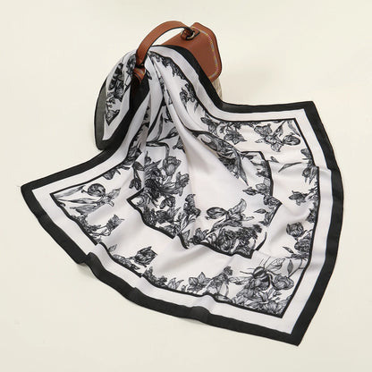 Printed Satin-Feel Square Scarf – Silk-Look Hijab, Turban & Head Wrap for Women | Multiple Sizes & Prints