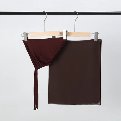 2-Piece Chiffon Hijab & Matching Undercap Set – Plain Shawl with Inner Cap for Women | 42 Colors