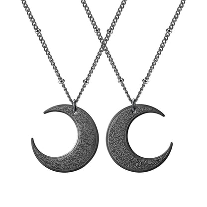 Ayatul Kursi Crescent Moon Necklace – Islamic Stainless Steel Pendant | Gold, Silver, Black & Rose Gold