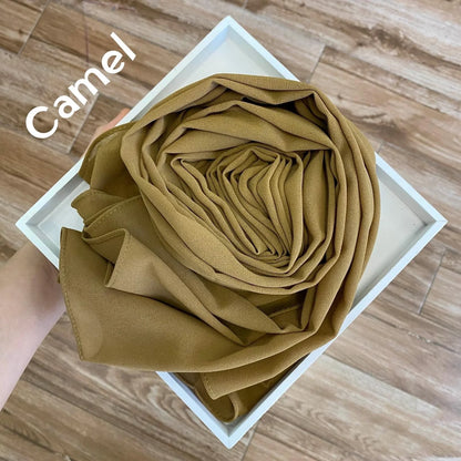 Solid Chiffon Hijab Scarf & Shawl for Women | Ready-to-Wear Muslim Headscarf | 65 Colors
