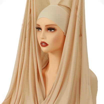 Instant Hijab with Magnetic Buckle – Solid-Color Scarf