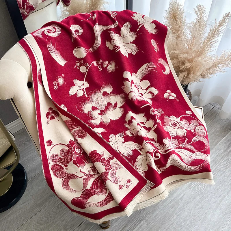 Floral Print Pashmina Scarf & Shawl – Large 180x65cm Hijab Wrap for Women (4 Colors)