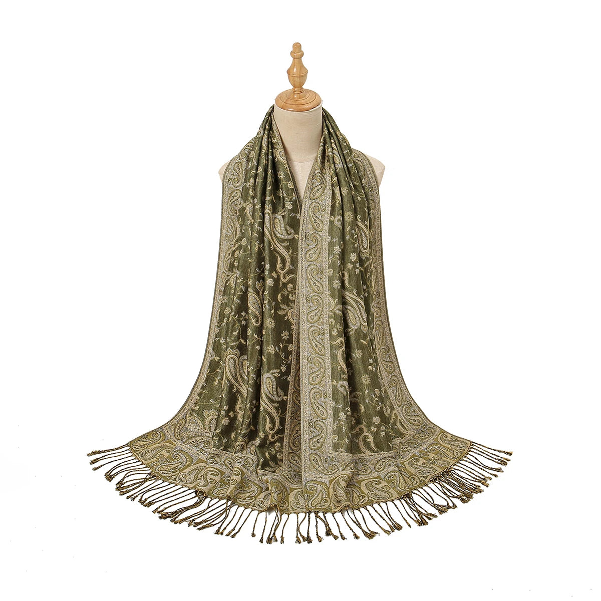 Women's Jacquard Tassel Hijab Scarf – Floral Pashmina Shawl