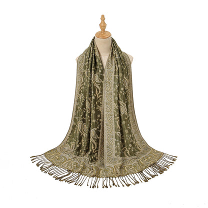 Women's Jacquard Tassel Hijab Scarf – Floral Pashmina Shawl