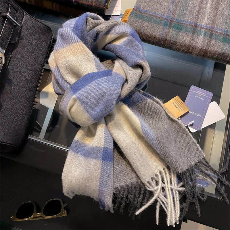 100% Wool Plaid Winter Scarf & Shawl – Long Warm Wrap & Hijab for Women (47 Colors)