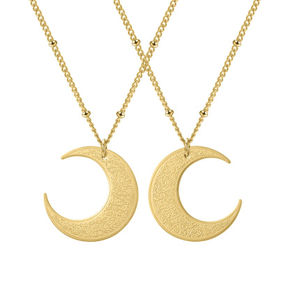 Ayatul Kursi Crescent Moon Necklace – Islamic Stainless Steel Pendant | Gold, Silver, Black & Rose Gold