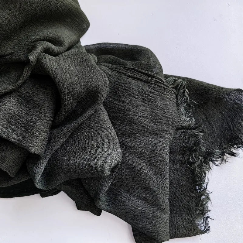 Soft Cotton-Viscose Tassel Hijab – 200x90cm Plain Headscarf (60 Colors)