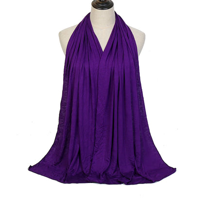 Jersey Hijab Scarf - 170x60cm Solid Color Stretch Polyester Shawl