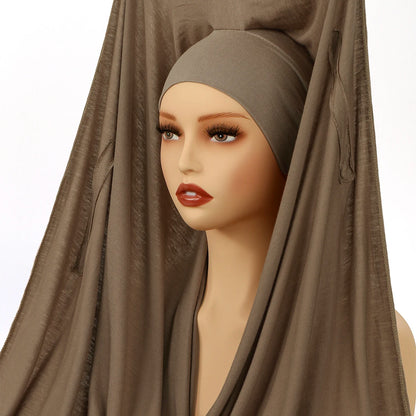 Instant Hijab with Magnetic Buckle – Solid-Color Scarf