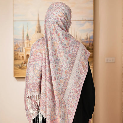 Women's Jacquard Tassel Hijab Scarf – Floral Pashmina Shawl