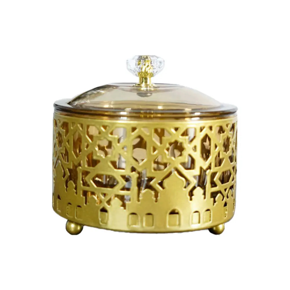 Ramadan & Eid Metal Candy Serving Tray with Decorative Lid