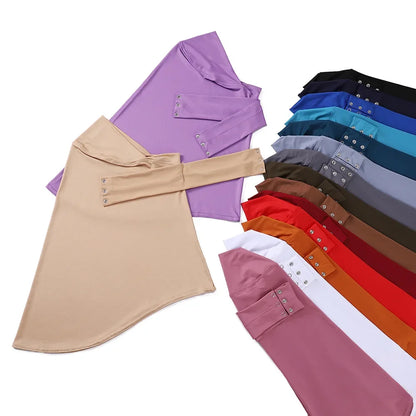 Instant Jersey Hijab Undercap – Full Cover Snap Fastener Head Wrap (16 Colors)