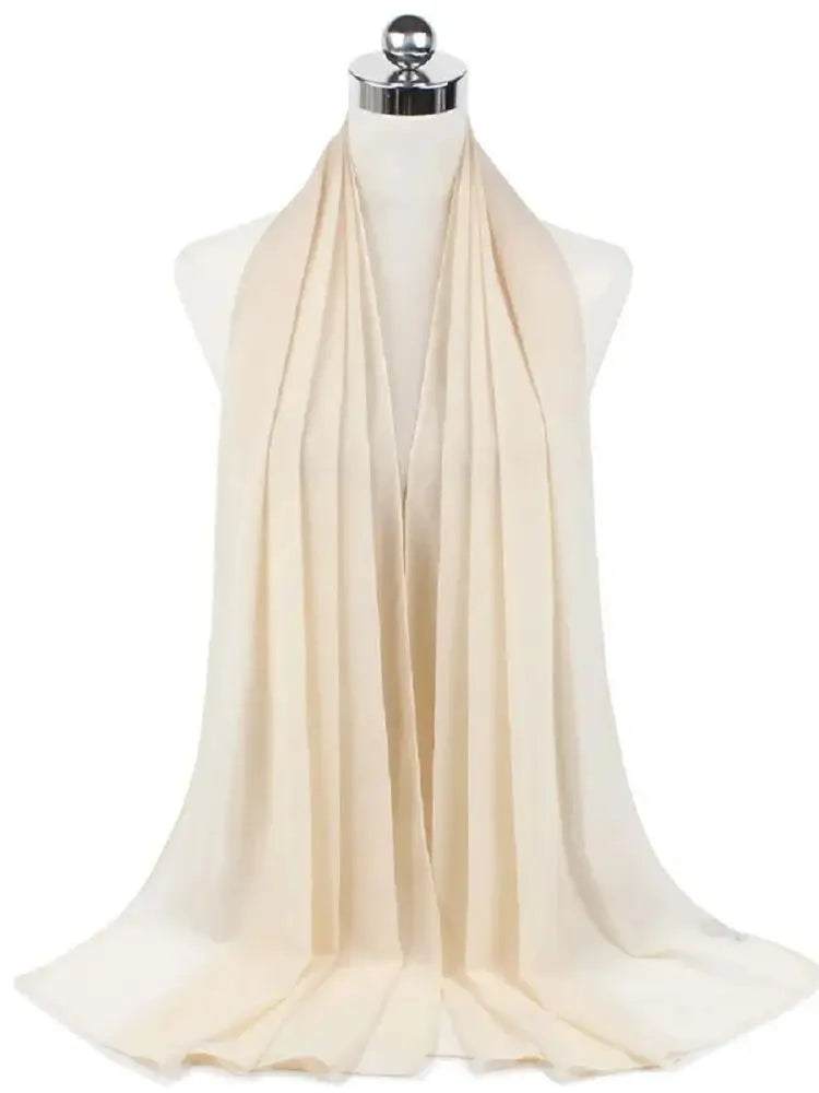 Solid Chiffon Hijab Scarf & Shawl for Women | Ready-to-Wear Muslim Headscarf | 65 Colors