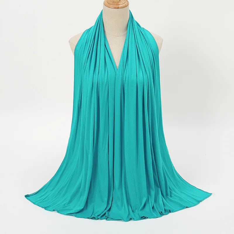 Jersey Hijab Scarf - 170x60cm Solid Color Stretch Polyester Shawl