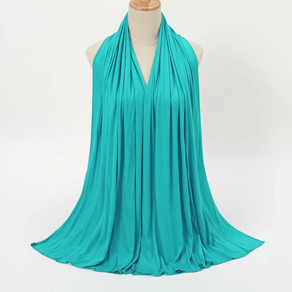 Jersey Hijab Scarf - 170x60cm Solid Color Stretch Polyester Shawl