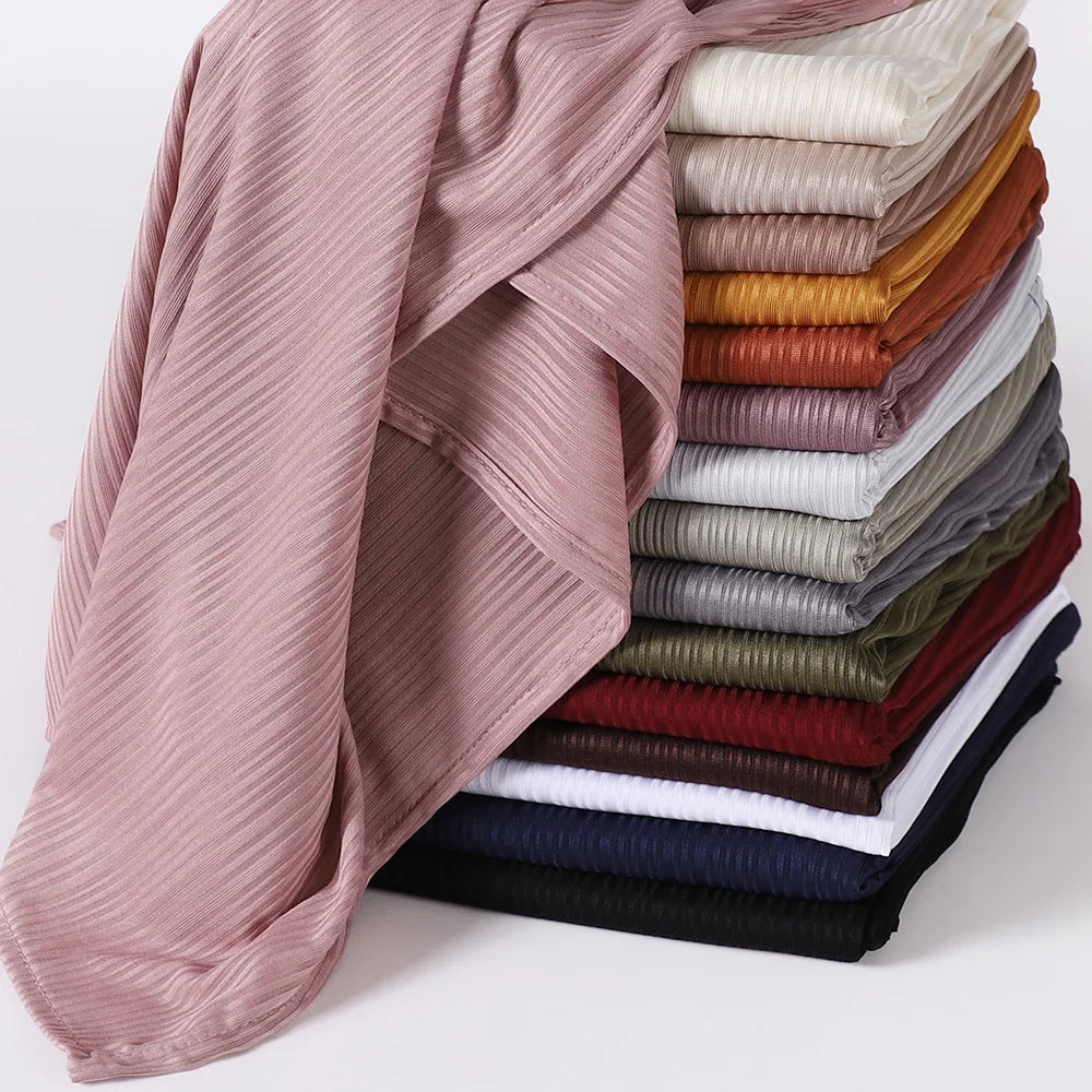 Ribbed Jersey Hijab - Soft Plain Scarf 70x175cm