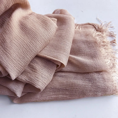 Soft Cotton-Viscose Tassel Hijab – 200x90cm Plain Headscarf (60 Colors)