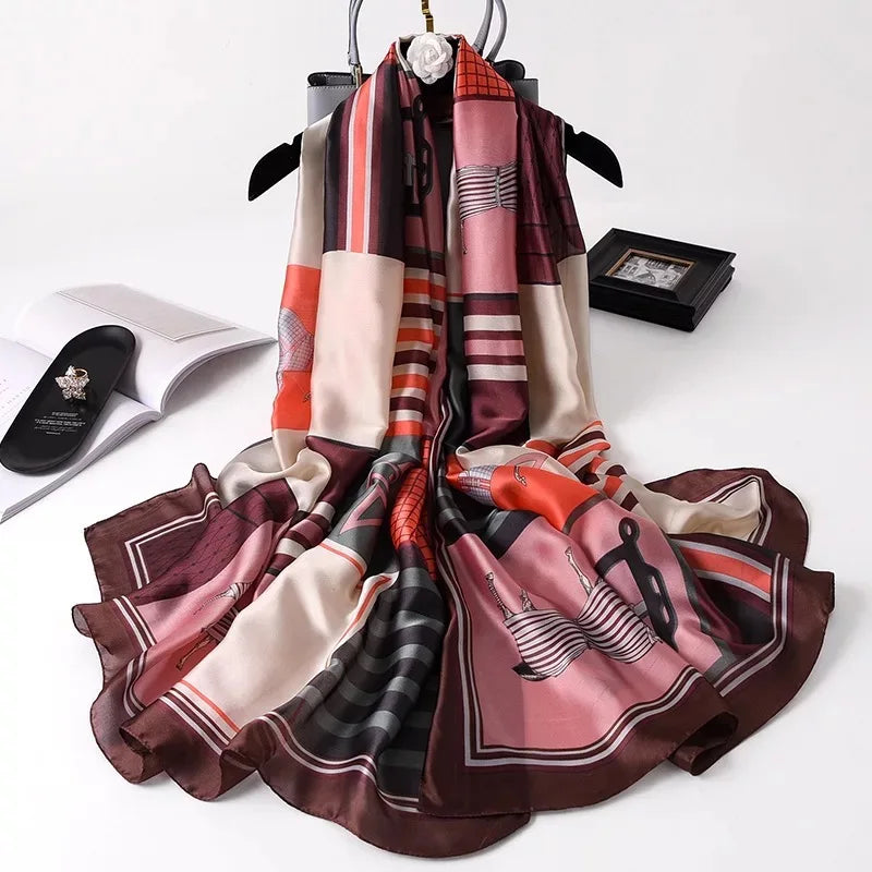 Printed Polyester Hijab Scarf & Shawl - 180x90cm Women's Wrap