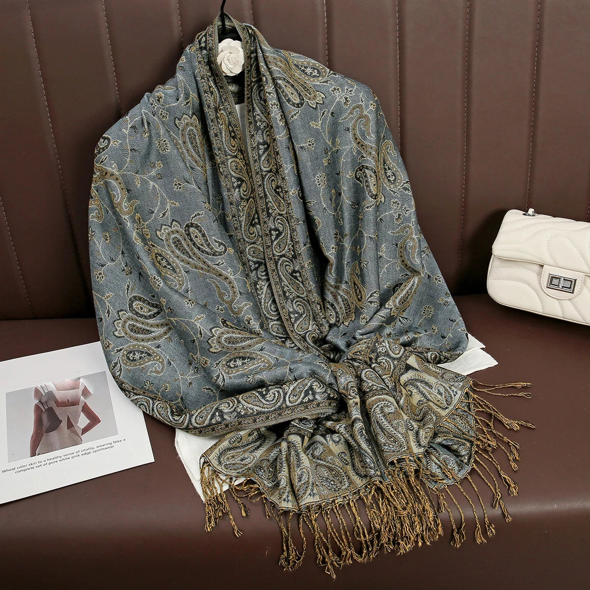 Women's Embroidered Pashmina Hijab Scarf – Soft Cashmere-Feel Shawl