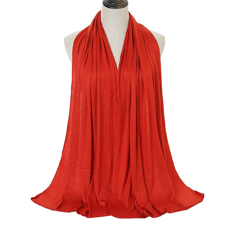 Jersey Hijab Scarf - 170x60cm Solid Color Stretch Polyester Shawl